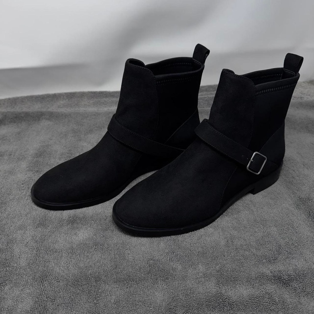 Aerosoles Women Black Boots Suede 6.5 Moto Equestrian Goth